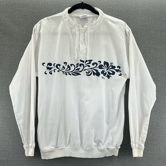 Crazy Shirtz Tops - Vintage Crazy Shirtz Maui Hawaiian White Long Sleeve Pockets Shirt S Made In USA